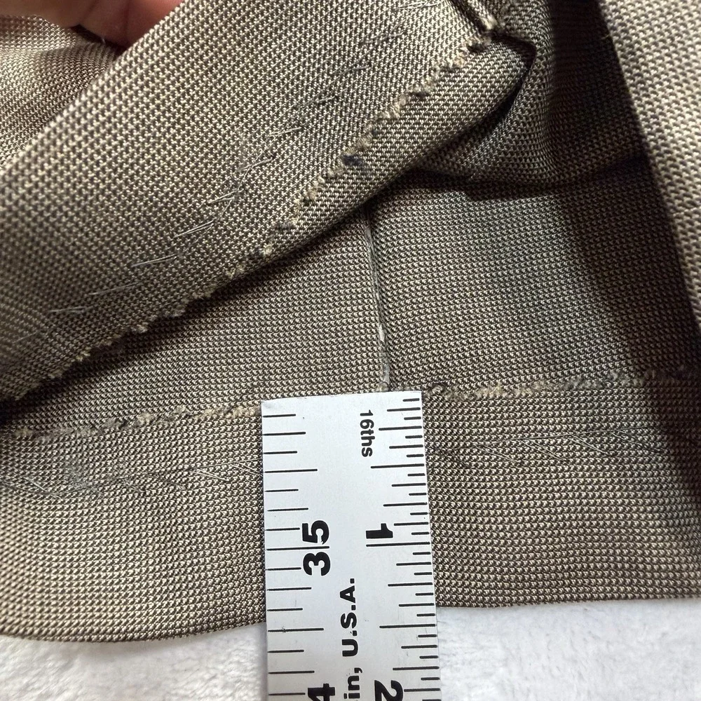 Hickey Freeman Suit Mens 46R 35x29 100% Worsted Wool USA Beige Tan Made In USA